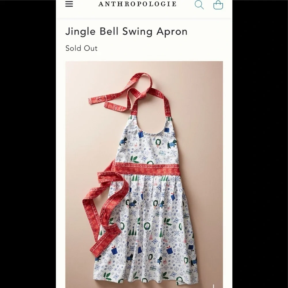 NWOT Anthropologie Jingle Bells Apron